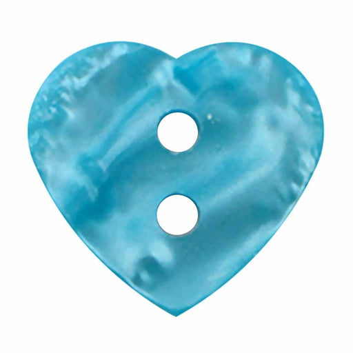 CIRQUE Novelty 2-Hole Button - Aqua - 15mm (5⁄8″) - Heart Buttons & Snaps The Wool Queen The Wool Queen 058601113032
