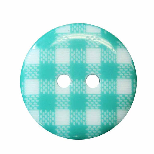CIRQUE Novelty 2-Hole Button - Aqua - 20mm (3⁄4″) - Plaid Buttons & Snaps The Wool Queen The Wool Queen 058601112899