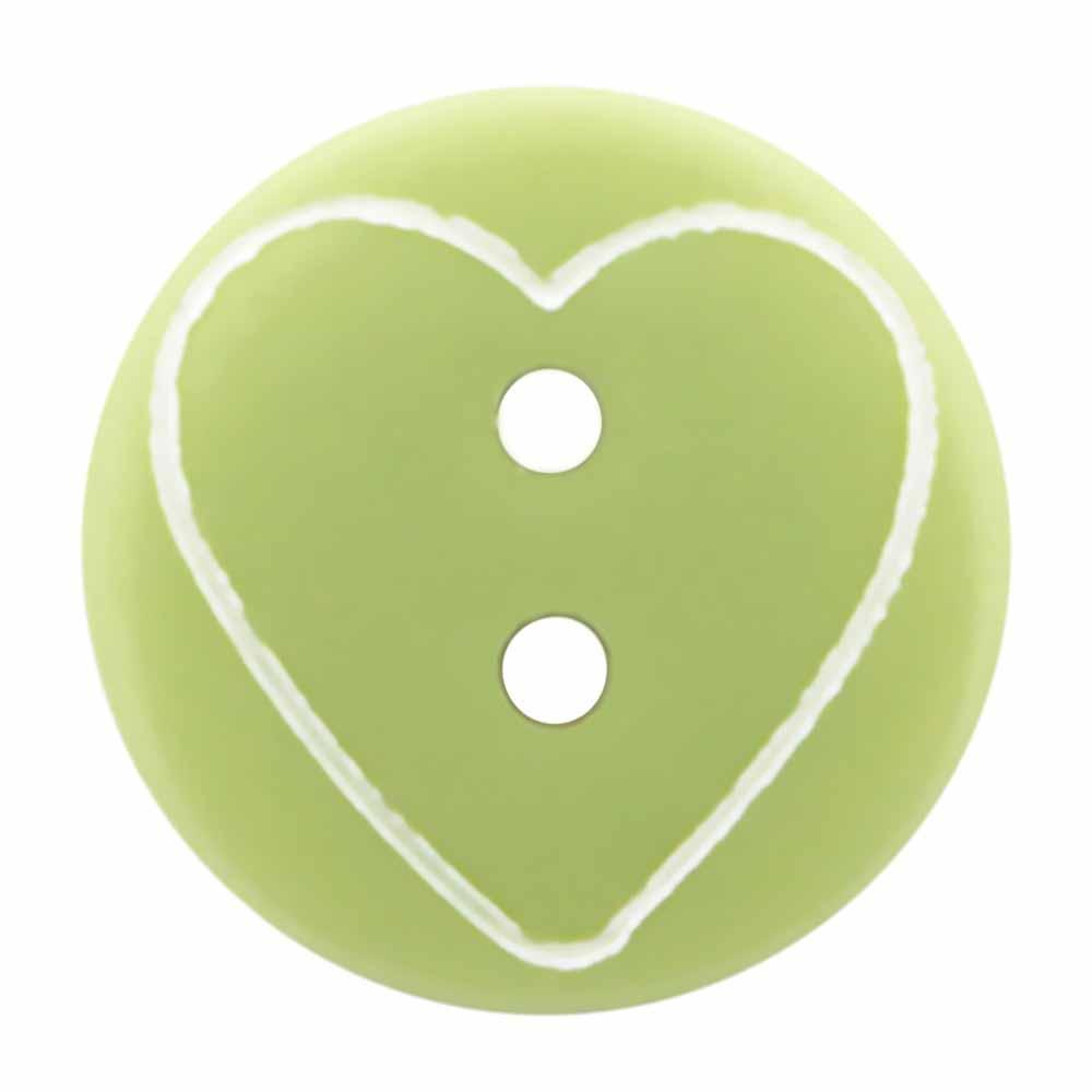CIRQUE Novelty 2-Hole Button - Light Green - 13mm (1⁄2″) - Heart Buttons & Snaps The Wool Queen The Wool Queen 058601113742