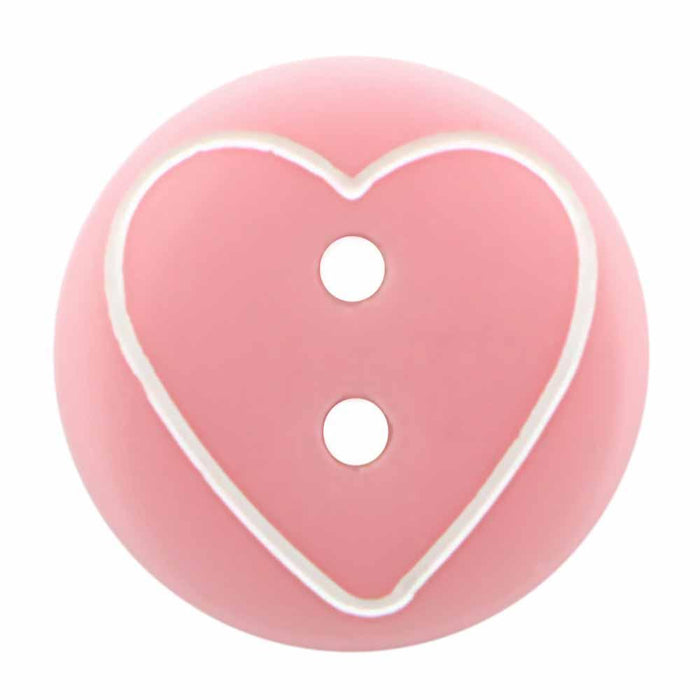 CIRQUE Novelty 2-Hole Button - Pink - 13mm (1⁄2″) - Heart Buttons & Snaps The Wool Queen The Wool Queen 058601113018
