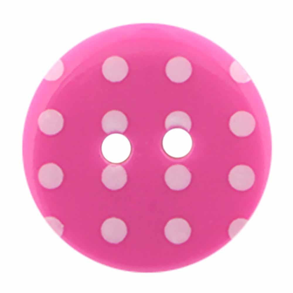 CIRQUE Novelty 2-Hole Button - Pink - 18mm (3⁄4″) - Polka Dots Buttons & Snaps The Wool Queen The Wool Queen 058601113308