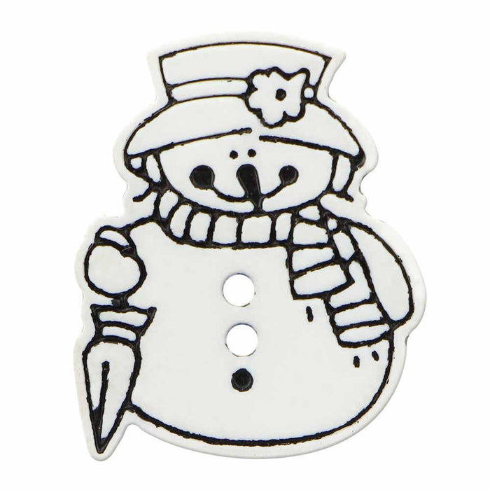 CIRQUE Novelty 2-Hole Button - White - 25mm (1″) - Snowman Buttons & Snaps The Wool Queen The Wool Queen 058601113605