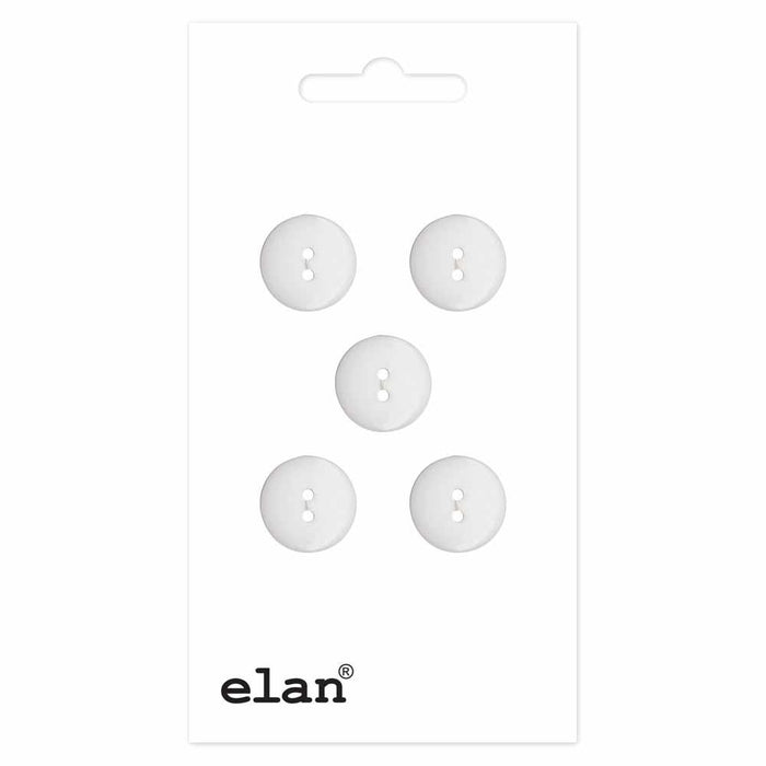 Elan 12 mm White 2 Hole Buttons Buttons & Snaps The Wool Queen The Wool Queen 058601135683