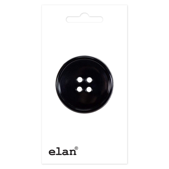 ELAN 4 Hole Button - 30mm (11⁄8″ - Black Buttons & Snaps The Wool Queen The Wool Queen 058601108182