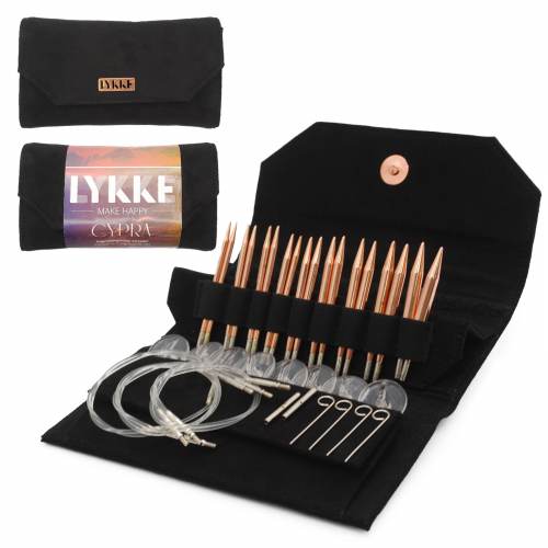 LYKKE CYPRA COPPER NEEDLES Black Vegan Suede 3.5" Set Knitting Needles Lykke The Wool Queen