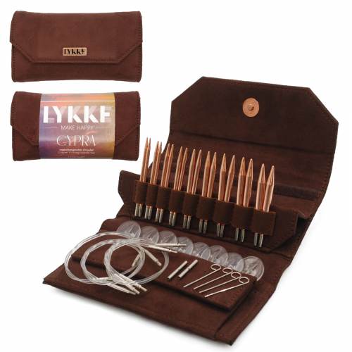 LYKKE CYPRA COPPER NEEDLES Brown Vegan Suede 3.5" Set Knitting Needles Lykke The Wool Queen