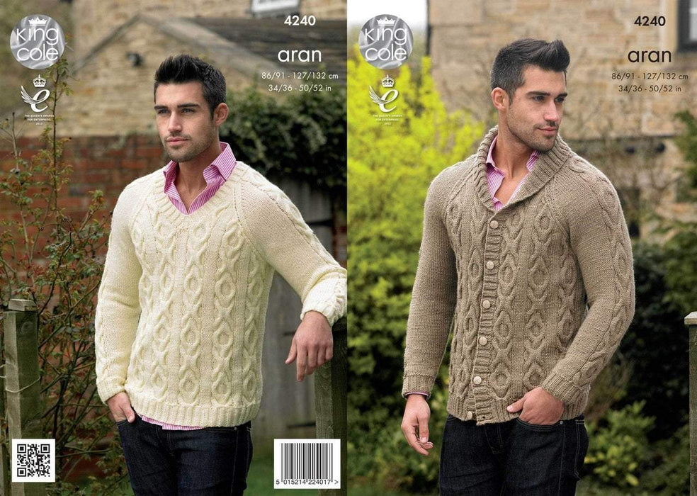Patterns for Him! King Cole Aran 4240 Patterns The Wool Queen The Wool Queen 5015214224017
