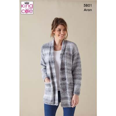 Women's Cardigan Patterns King Cole KC5801 The Wool Queen The Wool Queen 5057886025295